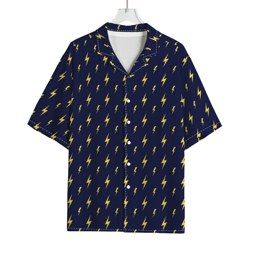 Yellow Lightning Bolts Pattern Print Rayon Hawaiian Shirt