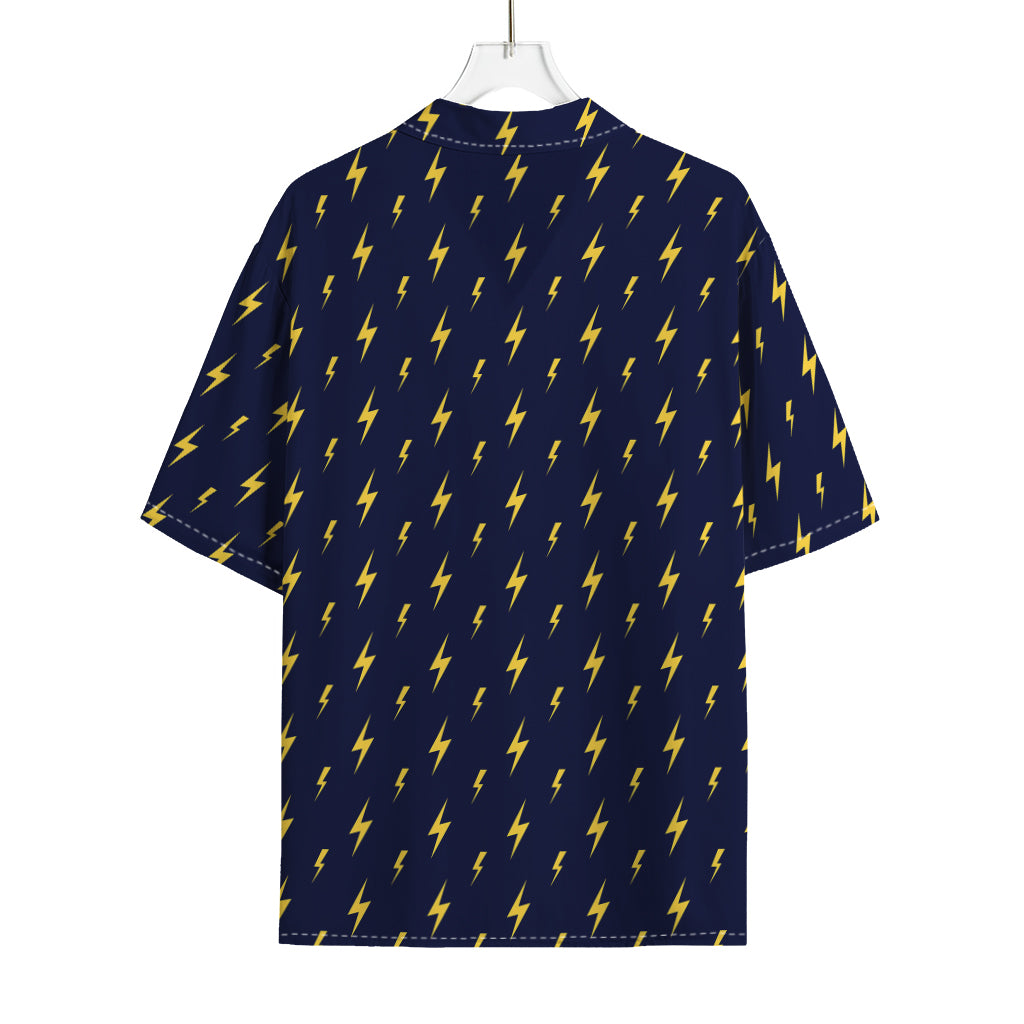 Yellow Lightning Bolts Pattern Print Rayon Hawaiian Shirt