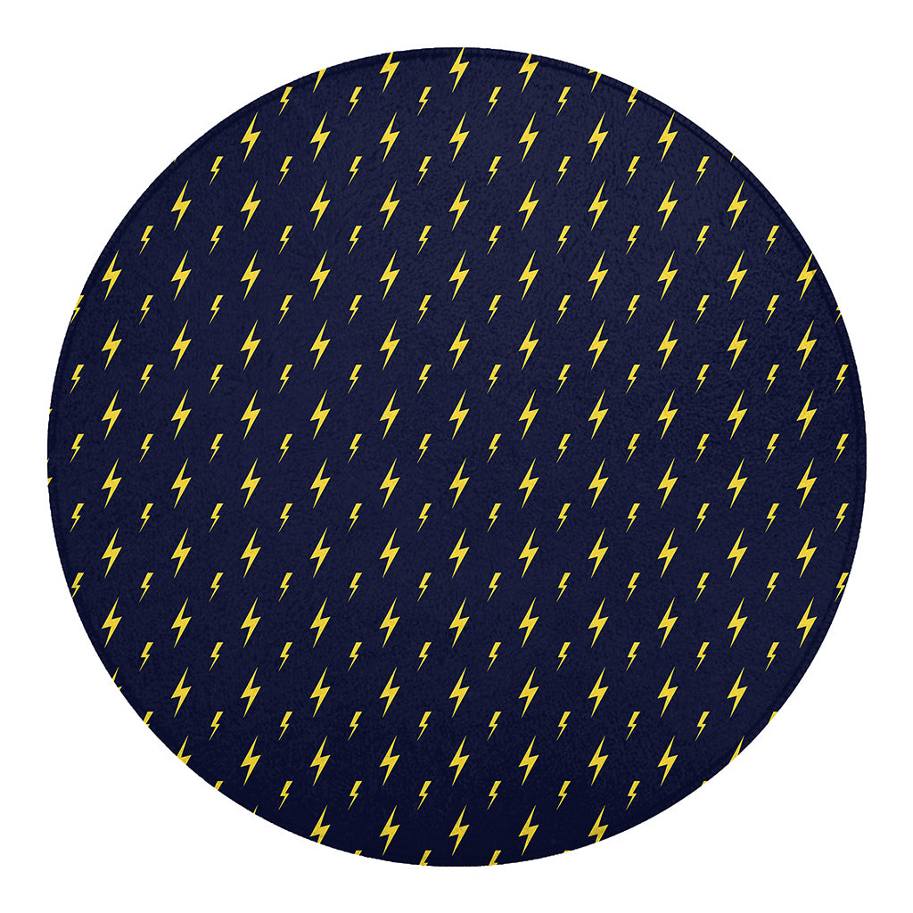 Yellow Lightning Bolts Pattern Print Round Blanket