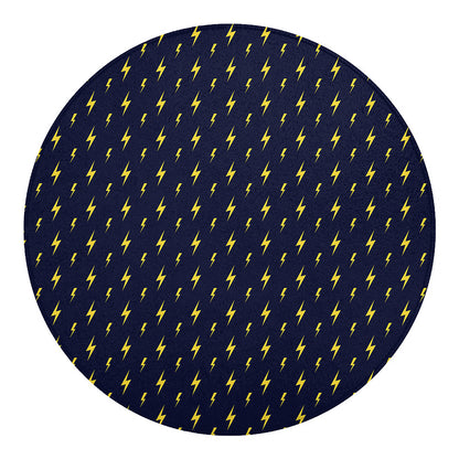 Yellow Lightning Bolts Pattern Print Round Blanket