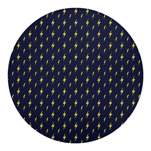 Yellow Lightning Bolts Pattern Print Round Blanket