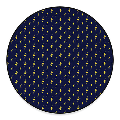 Yellow Lightning Bolts Pattern Print Round Floor Mat