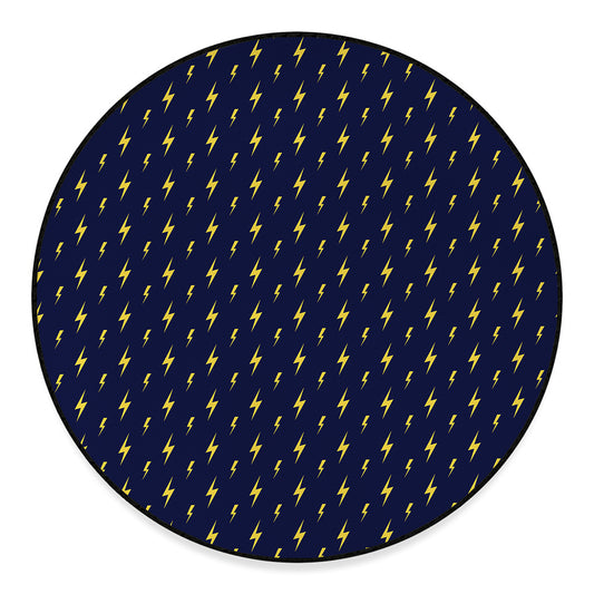 Yellow Lightning Bolts Pattern Print Round Floor Mat