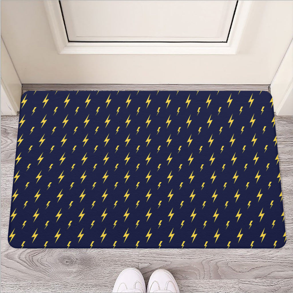 Yellow Lightning Bolts Pattern Print Rubber Doormat