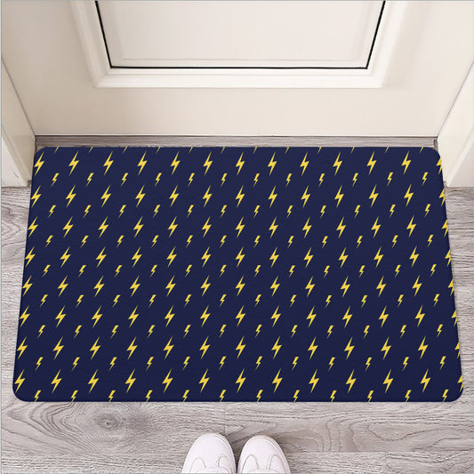 Yellow Lightning Bolts Pattern Print Rubber Doormat