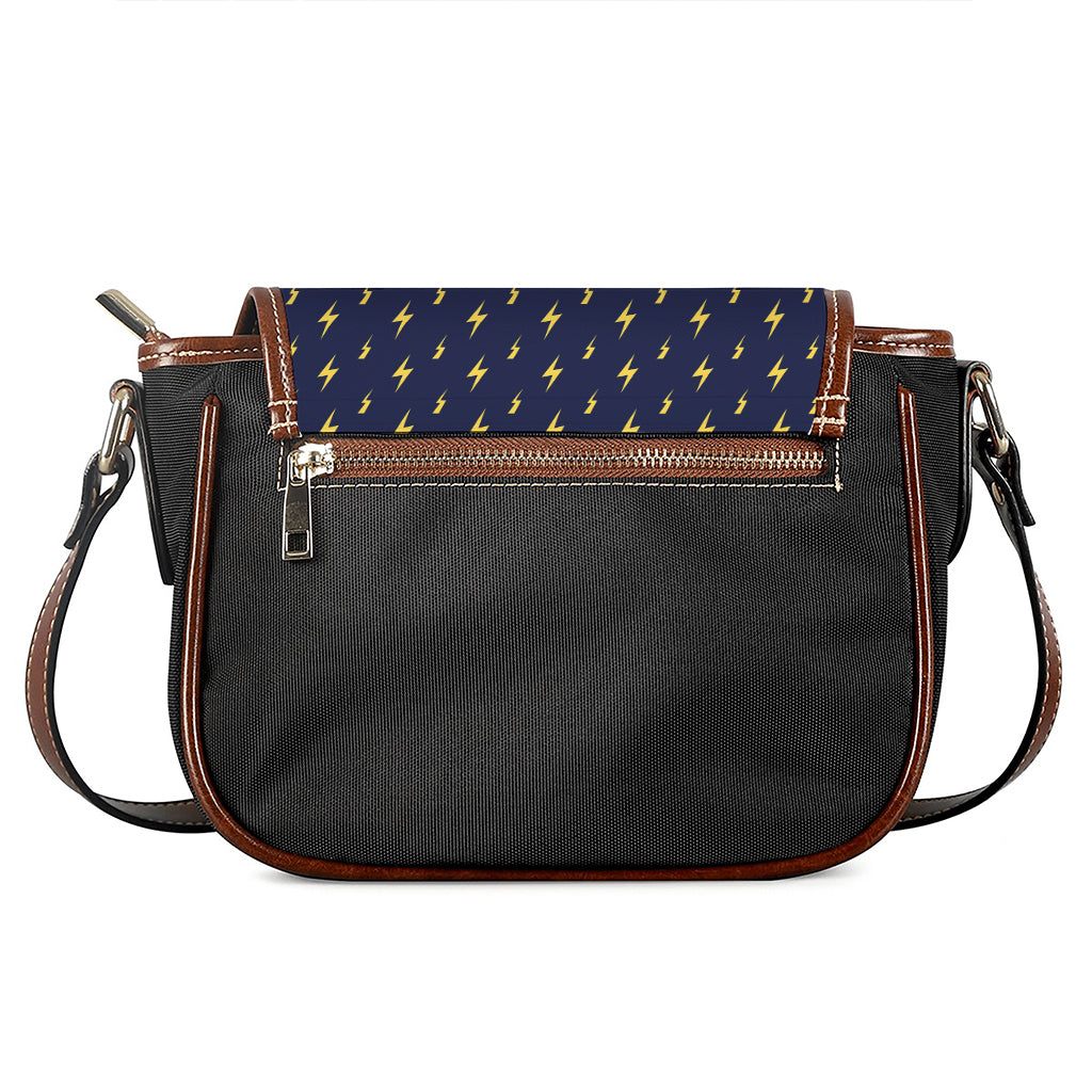 Yellow Lightning Bolts Pattern Print Saddle Bag