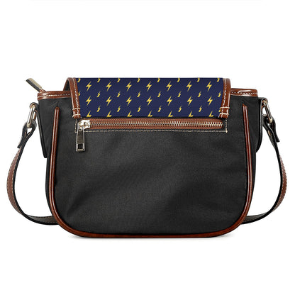Yellow Lightning Bolts Pattern Print Saddle Bag