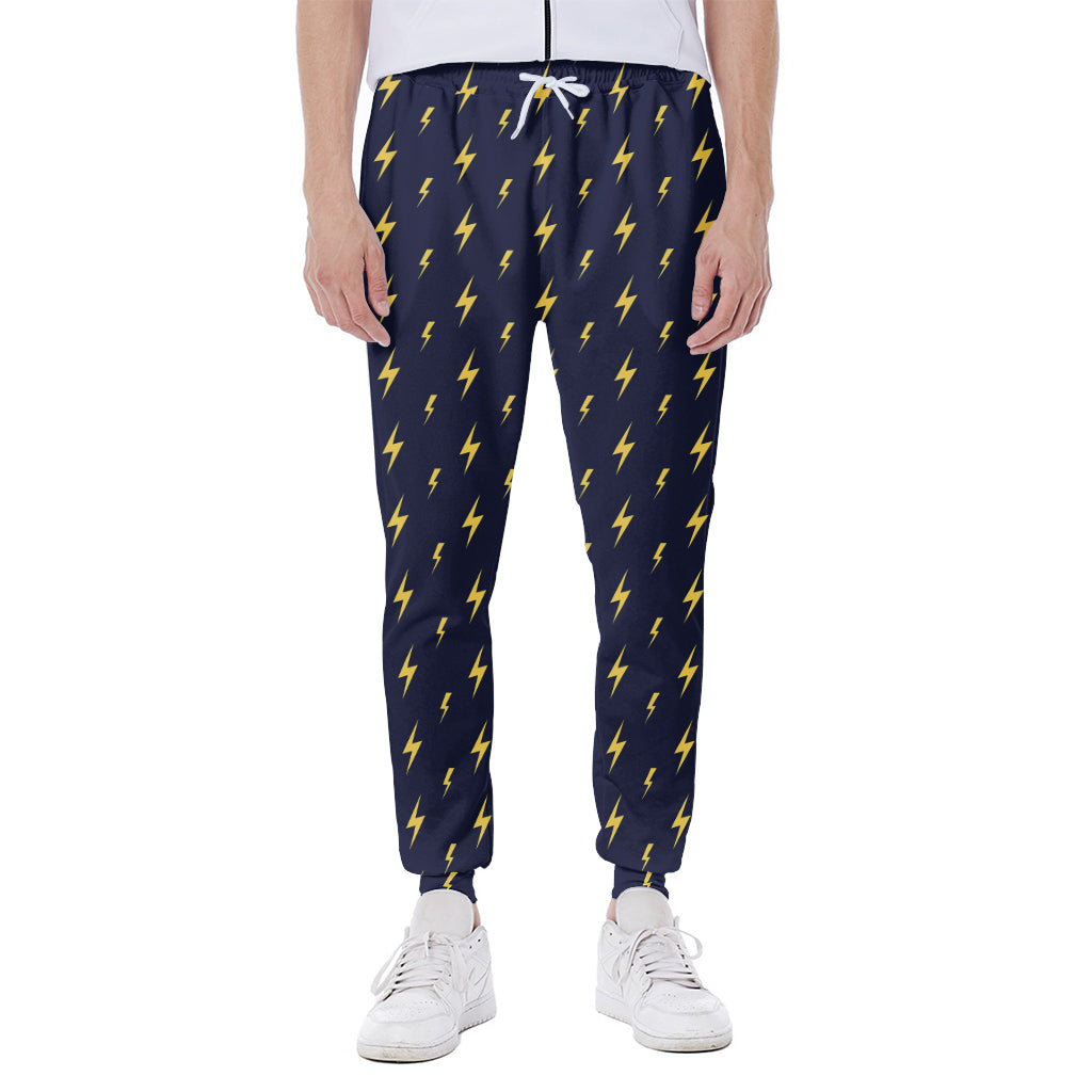 Yellow Lightning Bolts Pattern Print Scuba Joggers