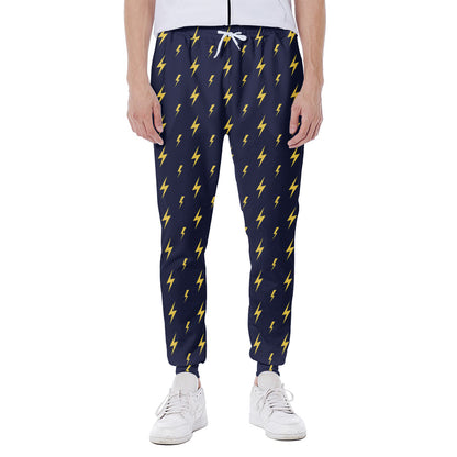 Yellow Lightning Bolts Pattern Print Scuba Joggers