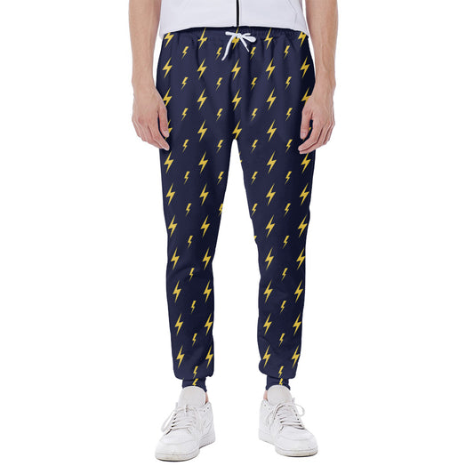 Yellow Lightning Bolts Pattern Print Scuba Joggers