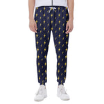 Yellow Lightning Bolts Pattern Print Scuba Joggers