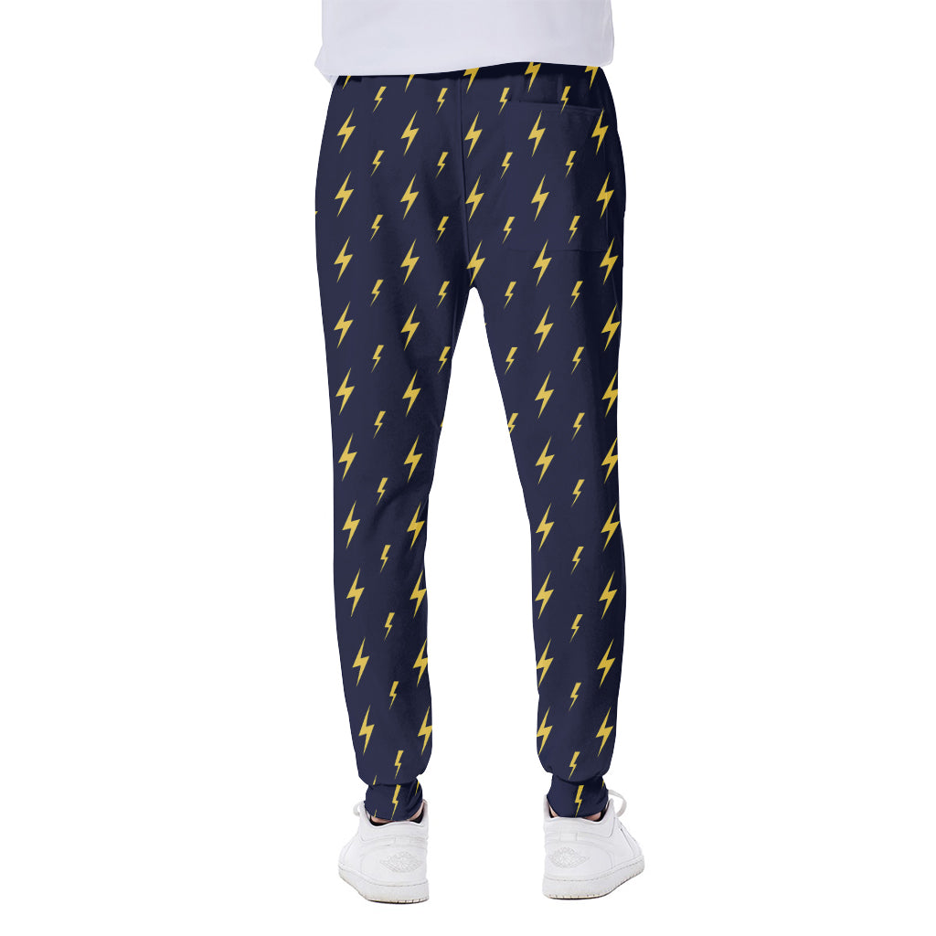 Yellow Lightning Bolts Pattern Print Scuba Joggers
