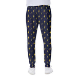 Yellow Lightning Bolts Pattern Print Scuba Joggers