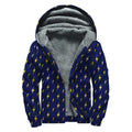 Yellow Lightning Bolts Pattern Print Sherpa Lined Zip Up Hoodie