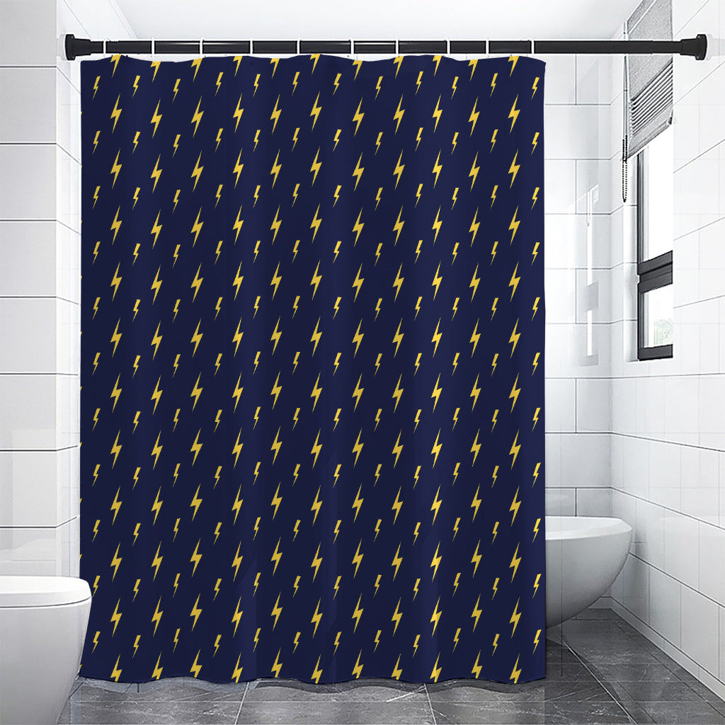 Yellow Lightning Bolts Pattern Print Shower Curtain