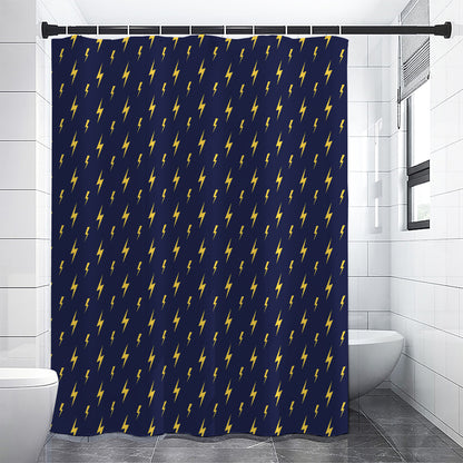 Yellow Lightning Bolts Pattern Print Shower Curtain
