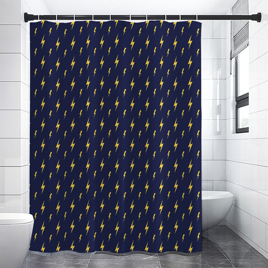 Yellow Lightning Bolts Pattern Print Shower Curtain