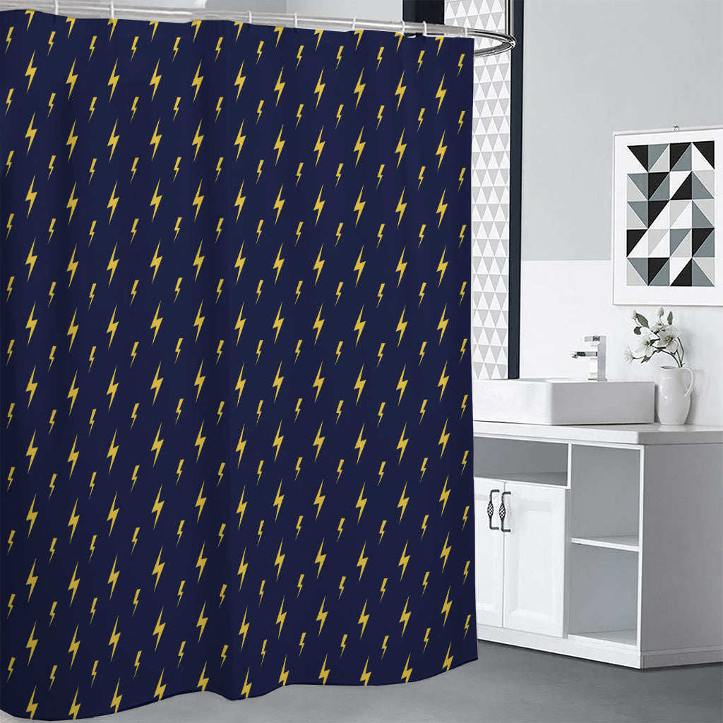 Yellow Lightning Bolts Pattern Print Shower Curtain