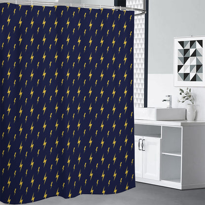 Yellow Lightning Bolts Pattern Print Shower Curtain