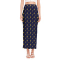 Yellow Lightning Bolts Pattern Print Side Slit Maxi Skirt