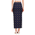 Yellow Lightning Bolts Pattern Print Side Slit Maxi Skirt