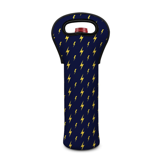 Yellow Lightning Bolts Pattern Print Single Neoprene Wine Tote