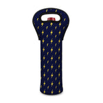 Yellow Lightning Bolts Pattern Print Single Neoprene Wine Tote