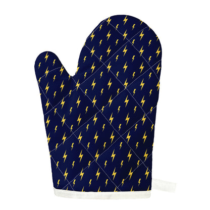 Yellow Lightning Bolts Pattern Print Single Oven Mitt