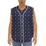 Yellow Lightning Bolts Pattern Print Sleeveless Baseball Jersey