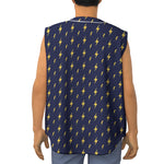 Yellow Lightning Bolts Pattern Print Sleeveless Baseball Jersey