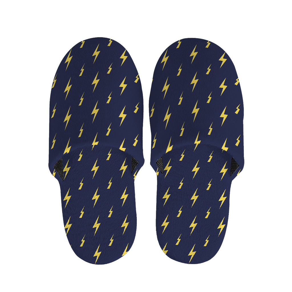 Yellow Lightning Bolts Pattern Print Slippers