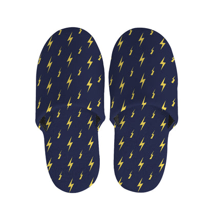 Yellow Lightning Bolts Pattern Print Slippers