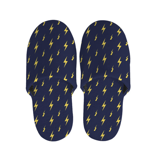 Yellow Lightning Bolts Pattern Print Slippers