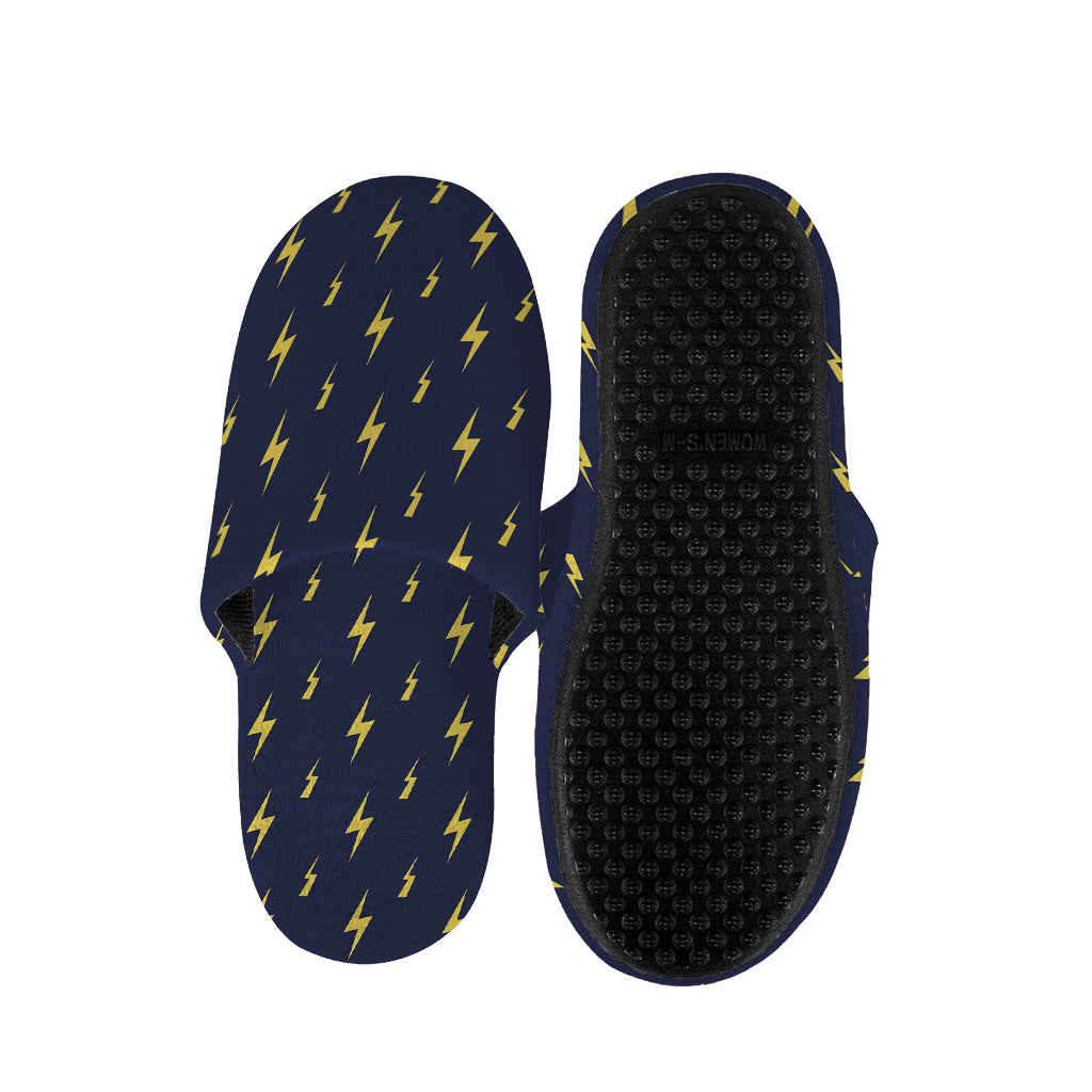 Yellow Lightning Bolts Pattern Print Slippers