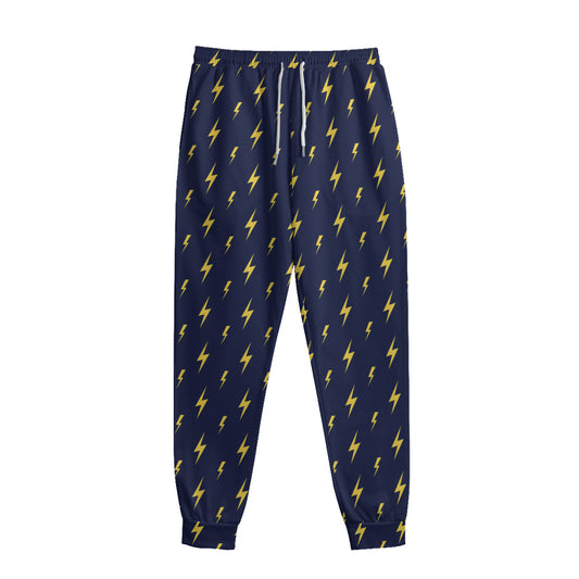 Yellow Lightning Bolts Pattern Print Sweatpants