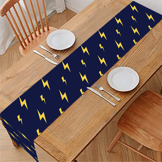 Yellow Lightning Bolts Pattern Print Table Runner