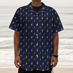 Yellow Lightning Bolts Pattern Print Textured Short Sleeve Shirt