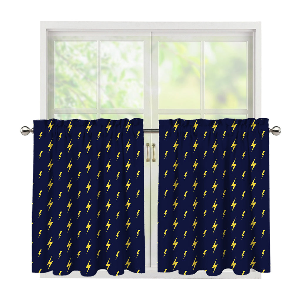 Yellow Lightning Bolts Pattern Print Tier Curtains