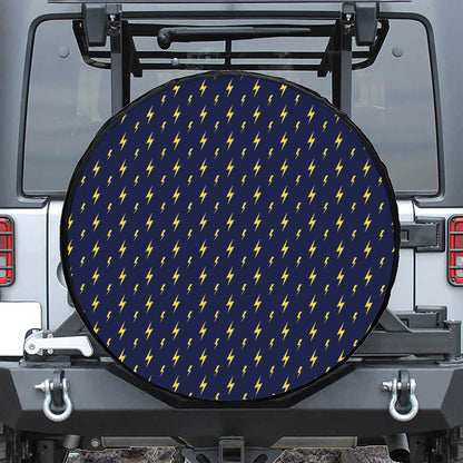 Yellow Lightning Bolts Pattern Print Tire Cover