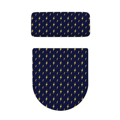 Yellow Lightning Bolts Pattern Print Toilet Lid And Tank Cover Set