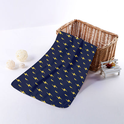 Yellow Lightning Bolts Pattern Print Towel