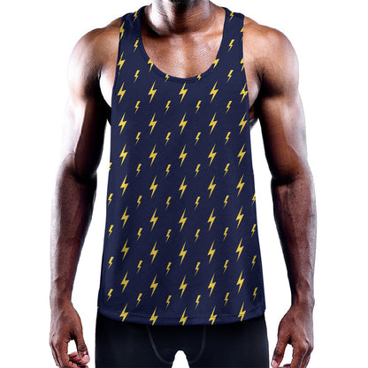 Yellow Lightning Bolts Pattern Print Training Tank Top