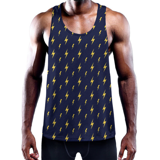Yellow Lightning Bolts Pattern Print Training Tank Top