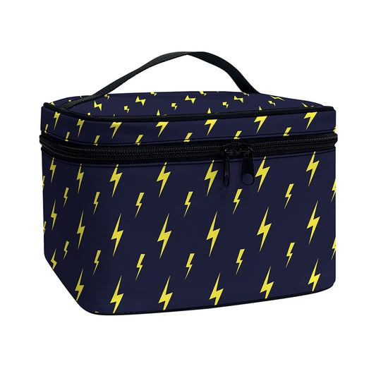 Yellow Lightning Bolts Pattern Print Travel Makeup Bag