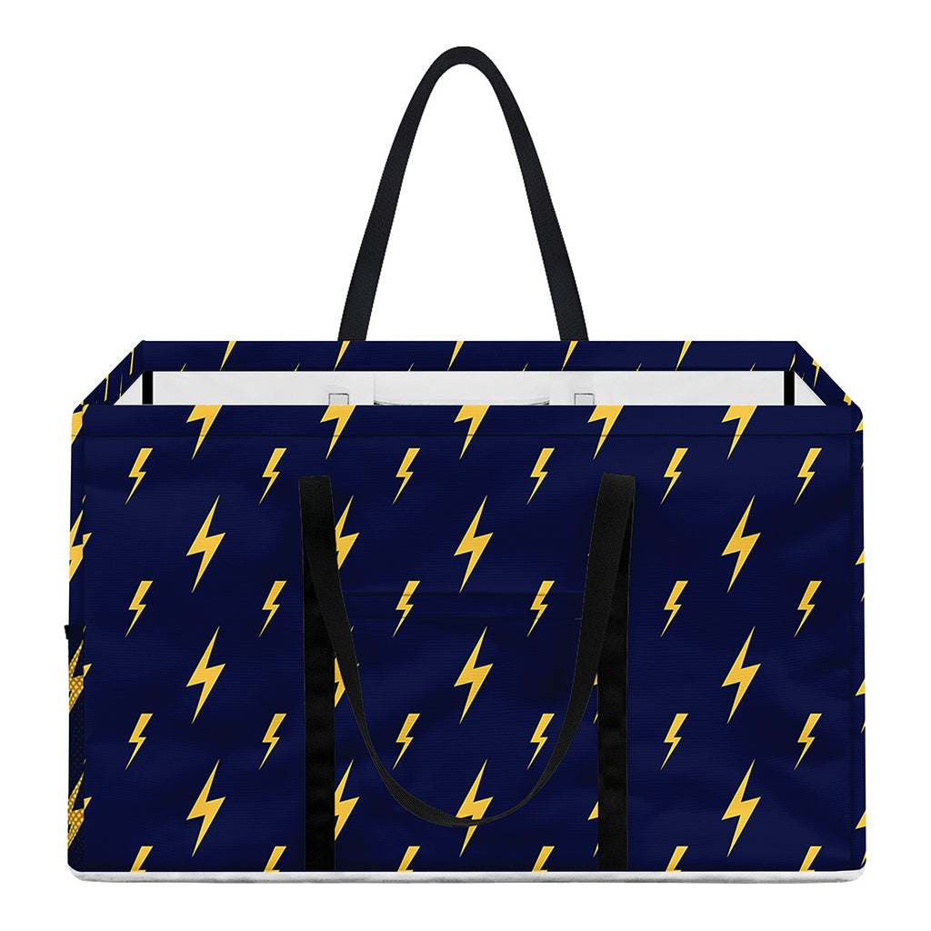 Yellow Lightning Bolts Pattern Print Utility Tote Bag