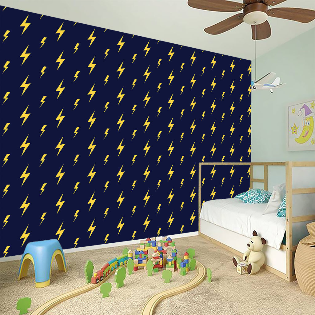 Yellow Lightning Bolts Pattern Print Wall Sticker