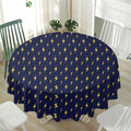 Yellow Lightning Bolts Pattern Print Waterproof Round Tablecloth
