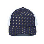 Yellow Lightning Bolts Pattern Print White Mesh Trucker Cap