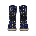 Yellow Lightning Bolts Pattern Print Winter Boots