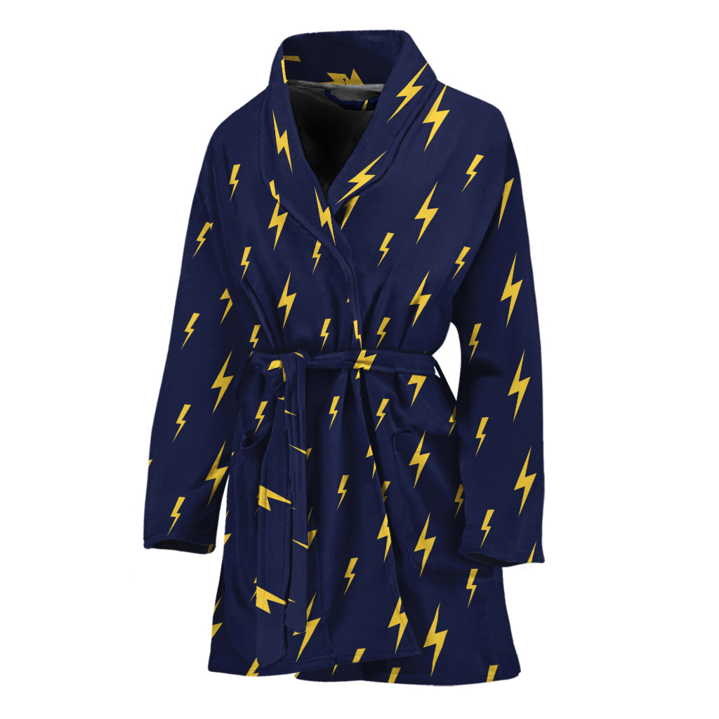 Yellow Lightning Bolts Pattern Print Women's Bathrobe